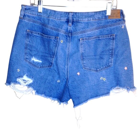 American Eagle Outfitters Denim Jean Cut-Off Shorts Embroidered Blue 14 - Picture 2 of 7